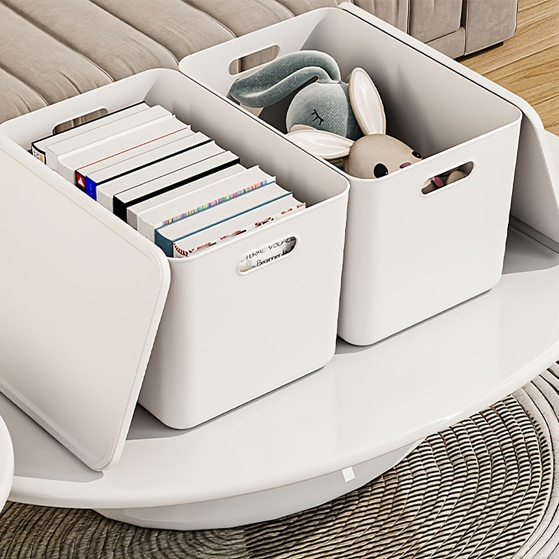 Four-Piece Set Of Extra-Large Wardrobe Storage Bins, Premium White High-End Square Storage Boxes With Handles, 13-Inch Plastic Storage Bins, Lid\u002FNo-Lid Options Suitable For Organizing Clothes, Tools. Local Warehouse, Free Shipping!
