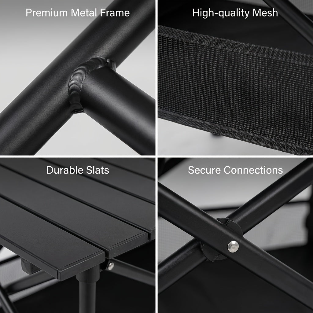 Outdoor Camping Adjustable Folding Table, Portable Ultra-Light Black Egg Roll Table, Available In Two Sizes, X-Shaped Stable Frame with Mesh Storage Pocket, Essential for Picnics, Barbecues, Can Be Used As Holiday Gift, Outdoor Must-Have