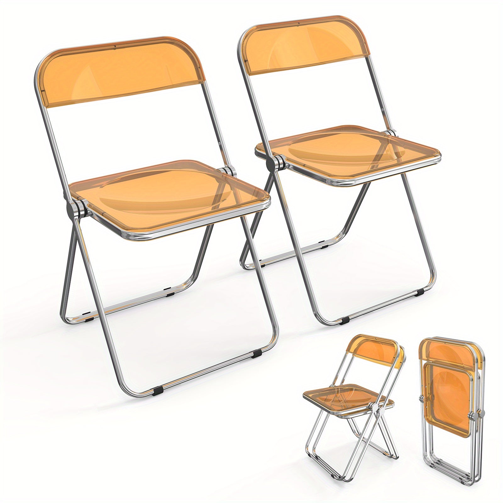 Transparent Folding Chair 2pcs Transparent Acrylic Folding Chair Set | Foldable Comfortable Activity Chair for Parties & Outdoor