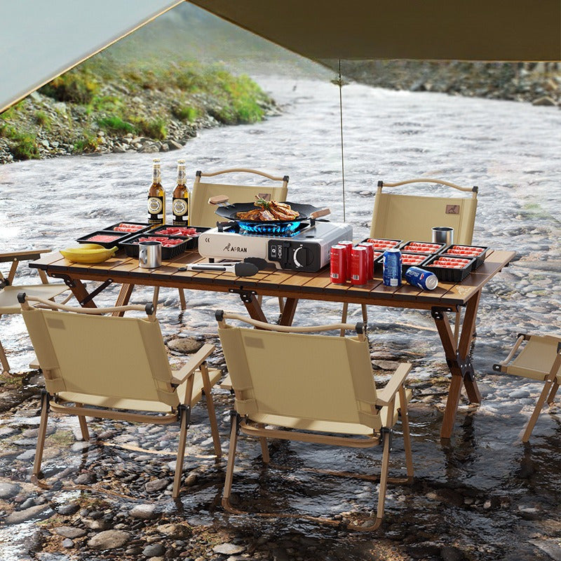 Portable Camping Large Folding Egg Roll Table, Beach Table, Courtyard Barbecue Party Table, Suitable for Use in All Four Seasons, Portable Table for Camping, Courtyard, Park and Living Room, A Festival Gift for Family and Friends