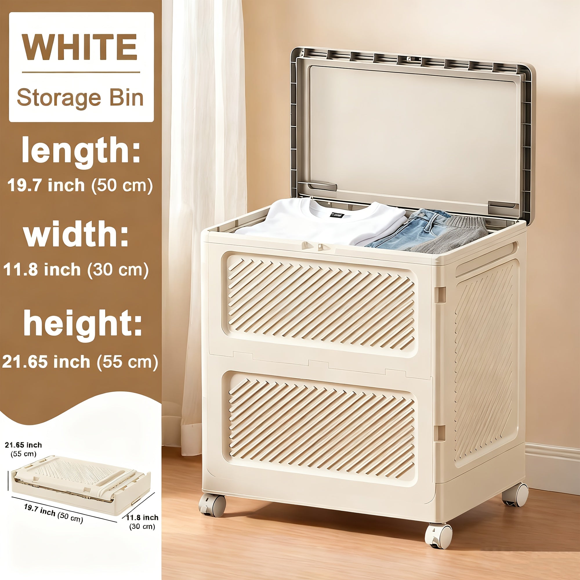 Large Capacity Waterproof And Dustproof Storage Box with Wheels, Multi Purpose Home Storage And Organization Solution Suitable for Bedroom, Living Room, Bathroom And Kitchen