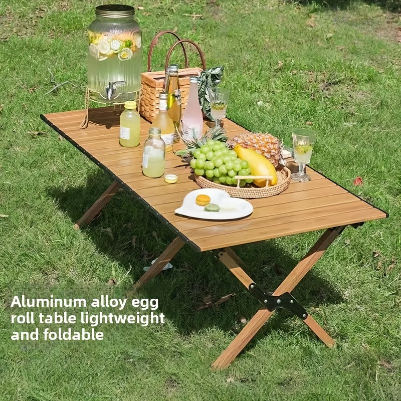 tankesiPortable Folding Egg Roll Table Lightweight Solid Wood Design With Beech And Pine Suitable For Camping, Picnics And Barbecues Sturdy Outdoor Patio Table With Detachable Legs Easy To Carry Picnic Accessory And Must-Have For Barbecues