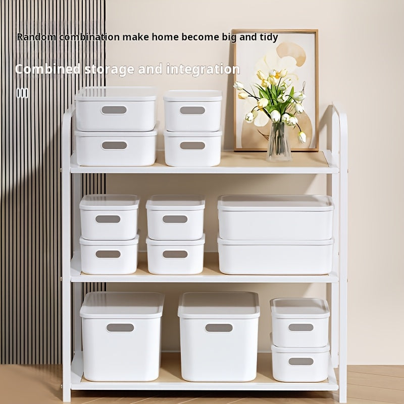 Set of 4 Plastic Storage Bins with Lids, Ideal for Organizing Shelves, Drawers, Desktops, And Closets, Suitable for Playrooms, Classrooms, Offices, And Homes, Measuring 13.78×9.84×7.87 Inches, Under-Bed Storage
