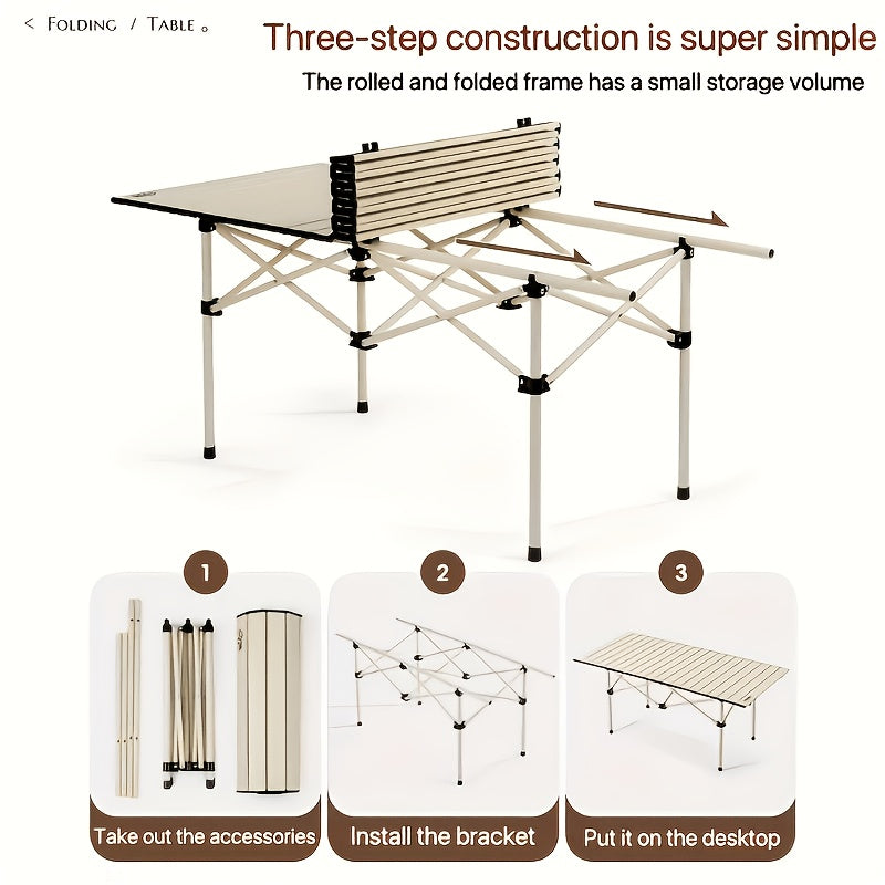 Portable Stainless Steel Folding Table with Storage Bag, Camping BBQ Folding Table, Barbecue Picnic Table, Minimalist Style, Sturdy and Easy to Use, Portable Camping Equipment, Outdoor Picnic, Suitable for Camping and Barbecues, Load Capacity