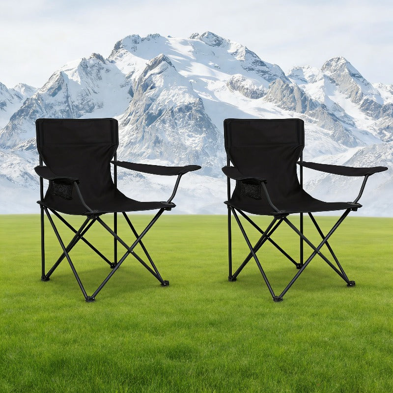 Set of 2 Lightweight Folding Outdoor Chairs with Adjustable Backrests And Thick Cushions - Each Chair Supports Up to 200LB, Perfect for Camping