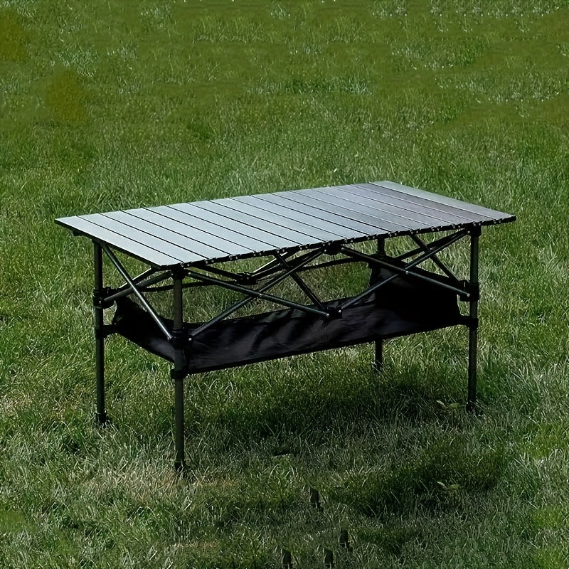 Portable Folding Camping Table for Outdoor Use, Non-Adjustable Egg Roll Design