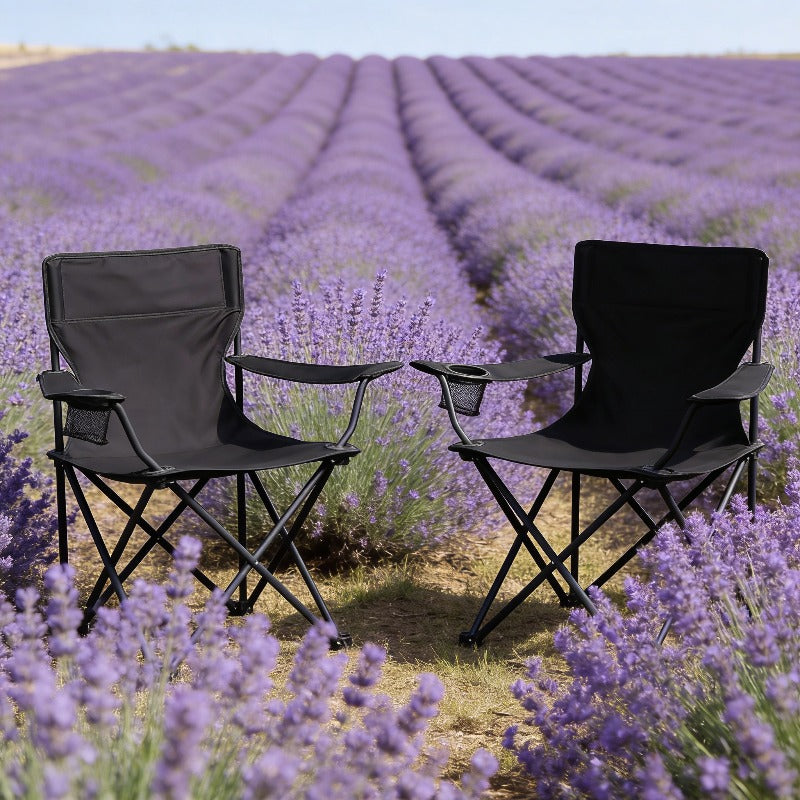 Set of 2 Lightweight Folding Outdoor Chairs with Adjustable Backrests And Thick Cushions - Each Chair Supports Up to 200LB, Perfect for Camping