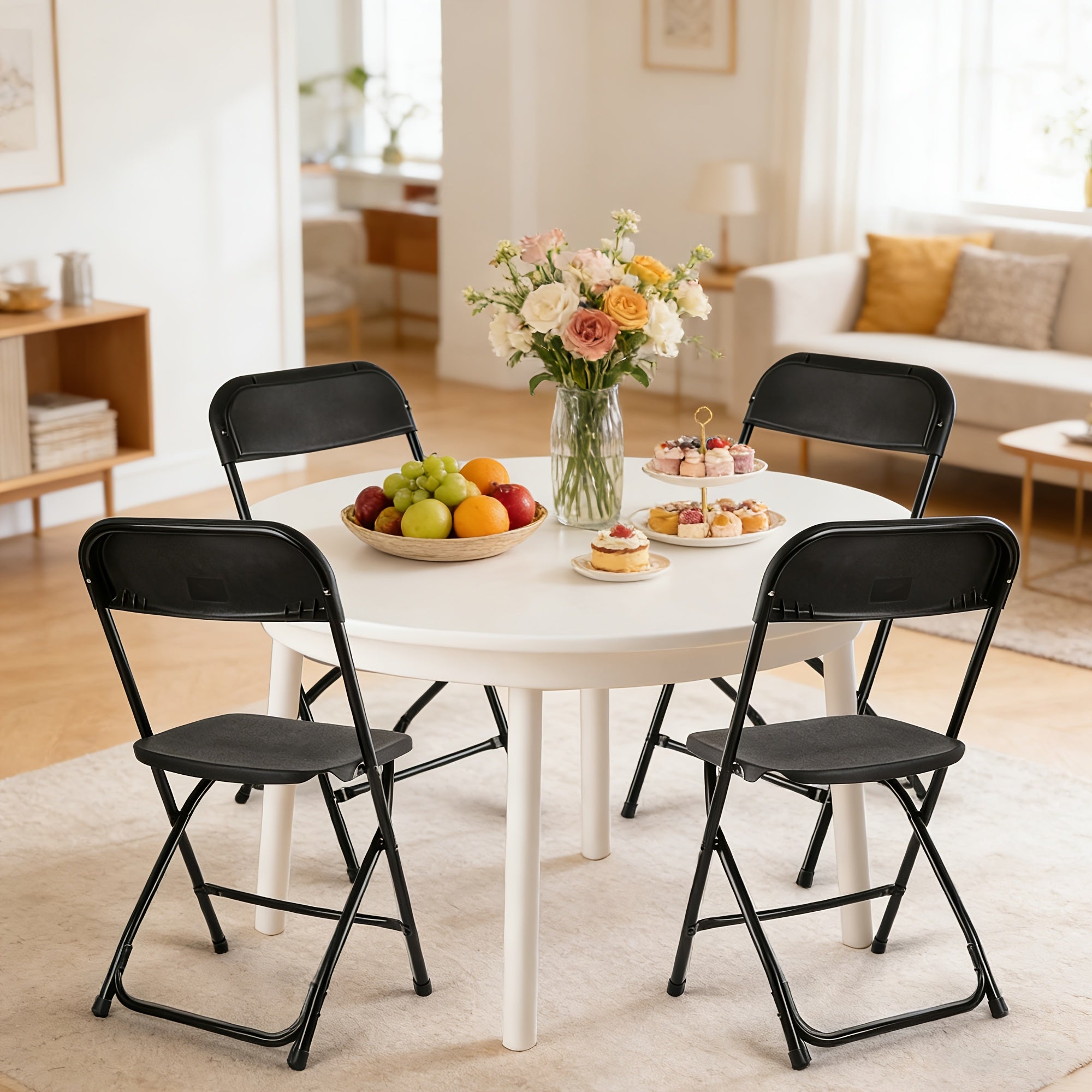 Commercial Folding Chairs, 400lbs Capacity Steel Frame Plastic Chair for Indoor Outdoor, Stackable Plastic Chairs for Wedding, Party, Office