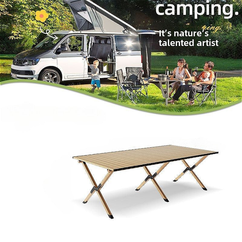 Portable Camping Large Folding Egg Roll Table, Beach Table, Courtyard Barbecue Party Table, Suitable for Use in All Four Seasons, Portable Table for Camping, Courtyard, Park and Living Room, A Festival Gift for Family and Friends