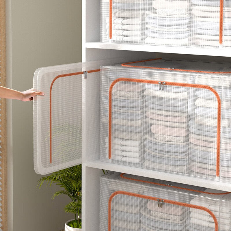 Clear Storage Bins for Organizing, Foldable Underbed Clothes Storage Containers with Lids, Large Capacity Collapsible Blanket Organizers, Stackable Closet Storage Boxes, Under-Bed Storage