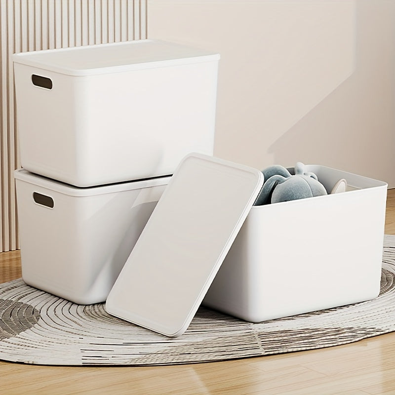 Set of 4 Spacious Portable Plastic Storage Containers, Sturdy Multi-Purpose Organizer with Grips